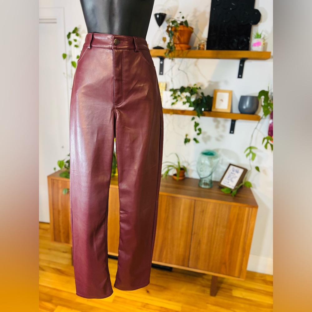 Dynamite-Burgundy Faux Leather Pants